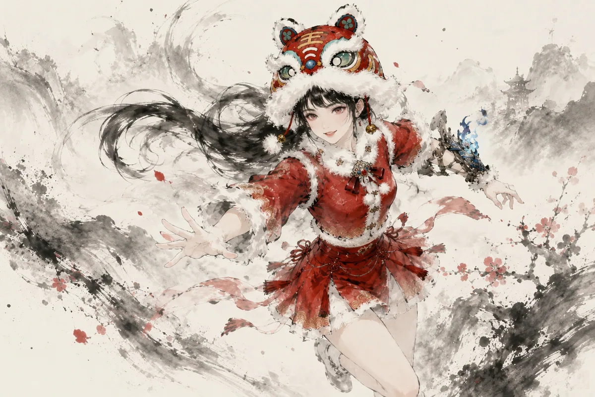 胡桃山水水墨画